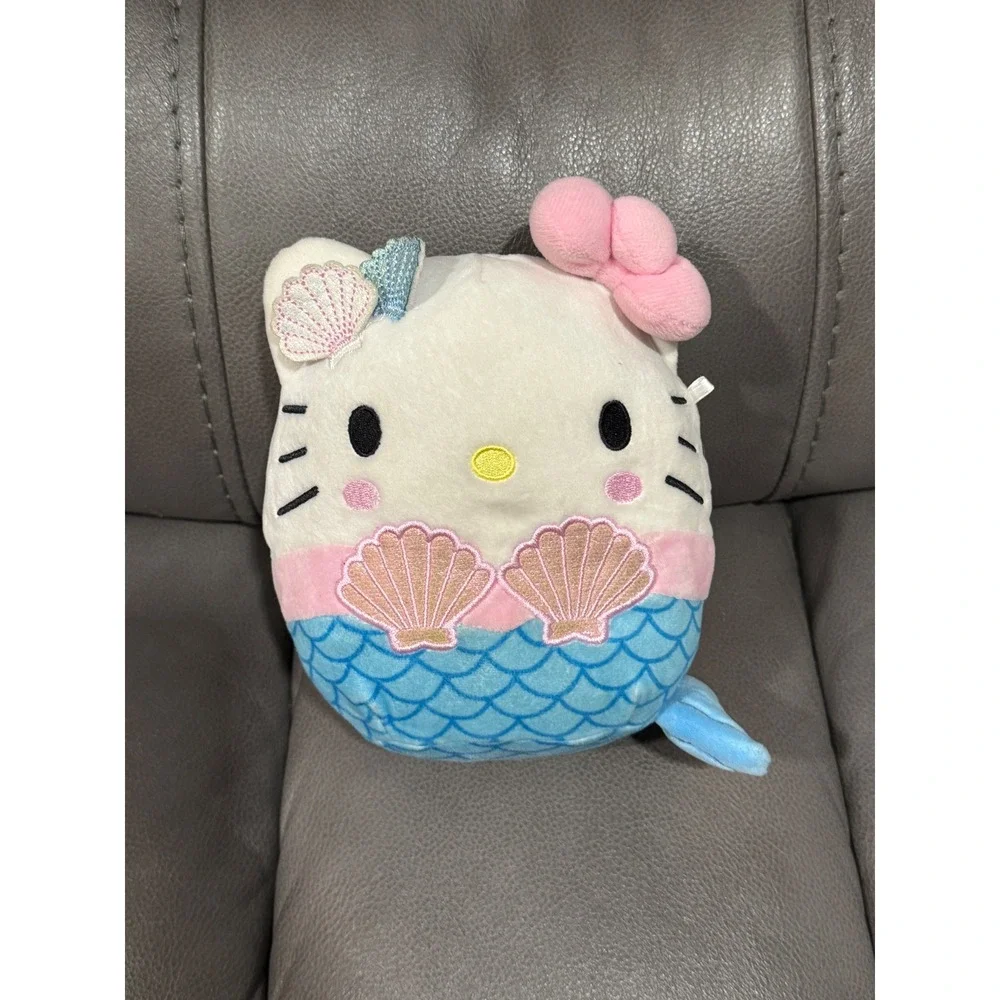 Squishmallows Hello Kitty Mermaid Plush Sanrio Blue Tail Pink Shells 2022 8 Inch